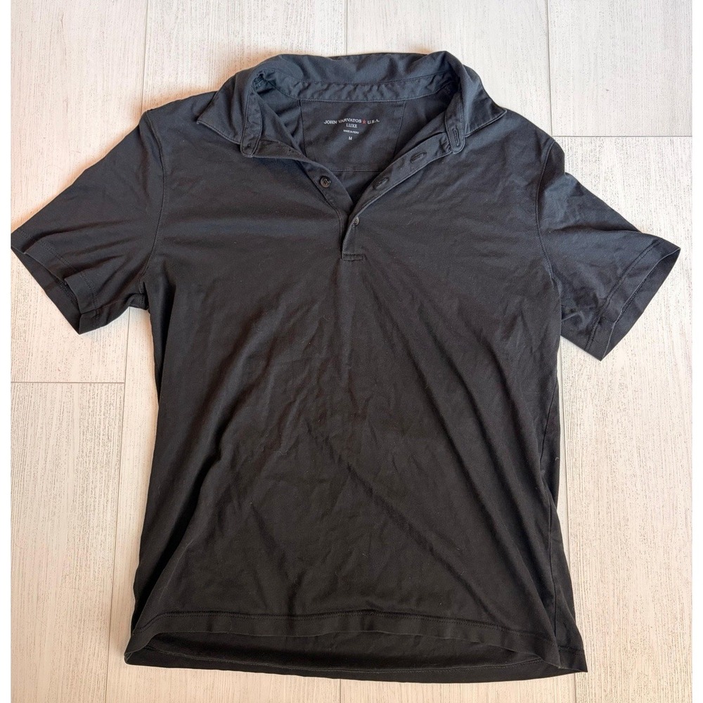 John Varvatos USA Luxe Polo T-shirt Sz M Black